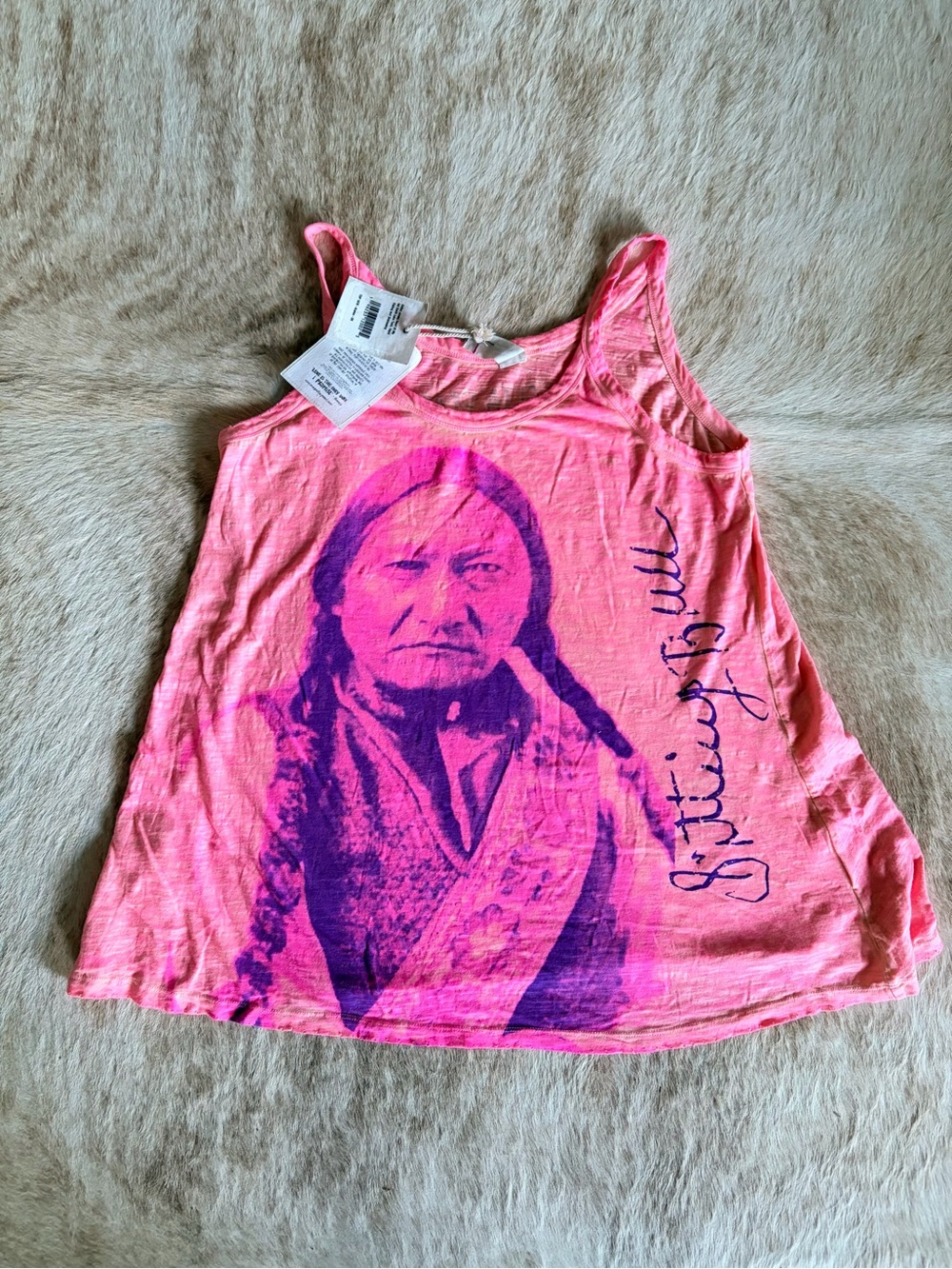 Magnolia Pink Tie-Dye sitting Bull Graphic Tank